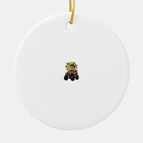 Pirate Skeleton Monster Truck Halloween Design_1 Ceramic Ornament