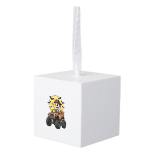 Pirate Skeleton Monster Truck Halloween Design_1 Cube Ornament