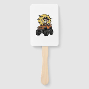 Pirate Skeleton Monster Truck Halloween Design_1 Hand Fan