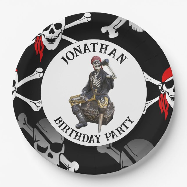 Pirate Skeleton Paper Plates (Front)