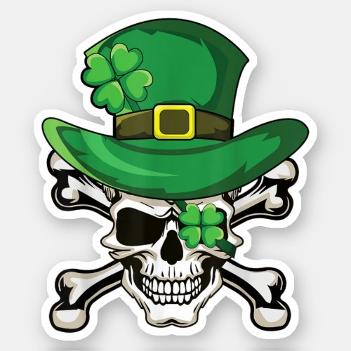 Pirate Skeleton Shamrock Saint Patricks Day Sticker