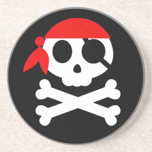 Pirate Skeleton Skull Bandanna Coaster