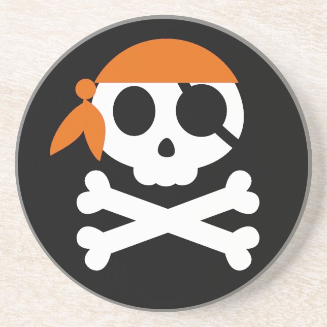 Pirate Skeleton Skull Bandanna Drink Coaster (Front)