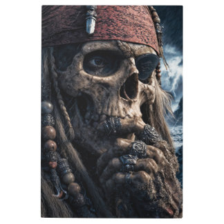 Pirate Skeleton: Stormy Seas Legend Metal Print