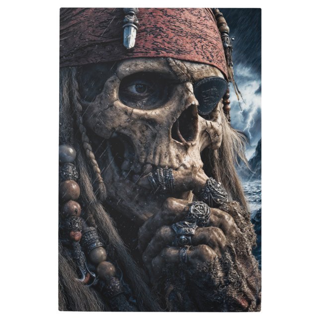 Pirate Skeleton: Stormy Seas Legend Metal Print (Front)
