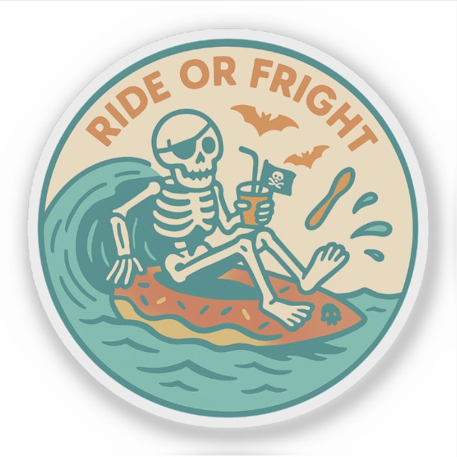Pirate Skeleton Summer Spooky Sticker (Front)