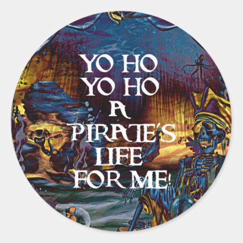 Pirate Skeleton Treasure Under the Sea Comic Art Classic Round Sticker