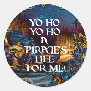 Pirate Skeleton Treasure Under the Sea Comic Art Classic Round Sticker