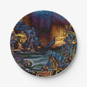 Pirate Skeleton Treasure Under the Sea Comic Art Paper Plates