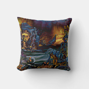 Pirate Skeleton Treasure Under the Sea Comic Art Throw Pillow