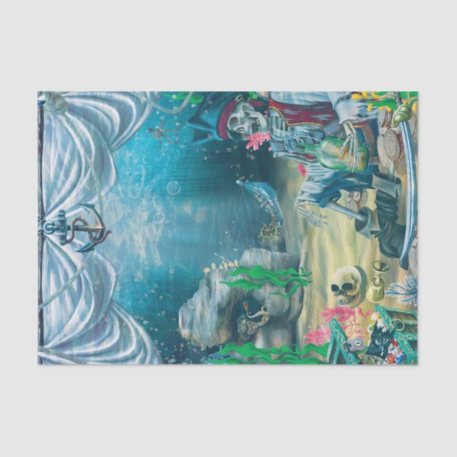 Pirate Skeleton Treasure Under the Sea Party Tissue Paper (Front)