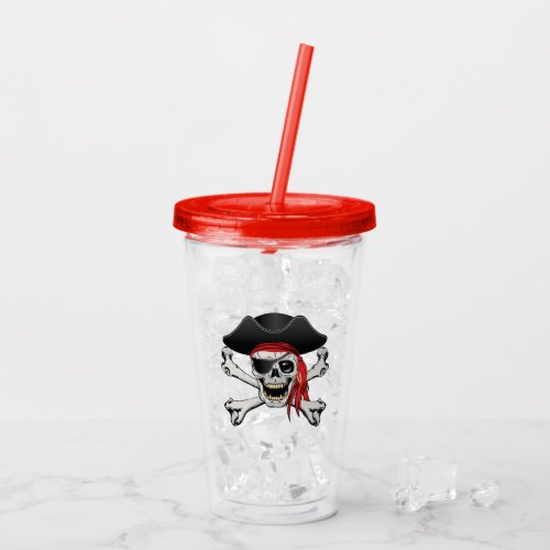 Pirate Skull Acrylic Tumbler