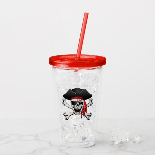 Pirate Skull Acrylic Tumbler (Back Ice)