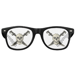 Pirate (Skull) - Adult Retro Party Shades, White Sunglasses