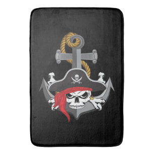 Pirate Skull Anchor Bathroom Mat
