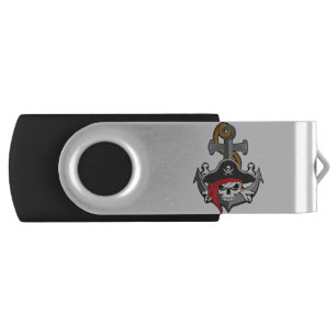 Pirate Skull Anchor Flash Drive