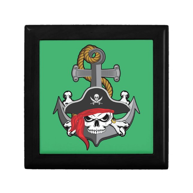 Pirate Skull Anchor Keepsake Box (Front)