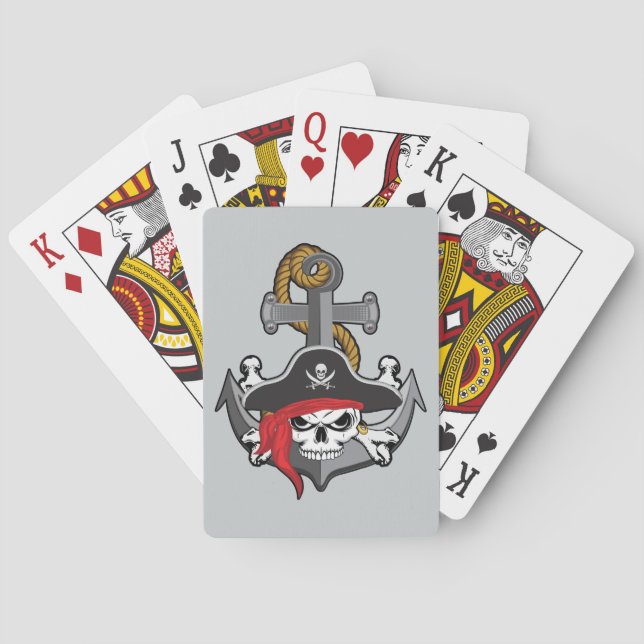 Pirate Skull Anchor Poker Cards (Back)