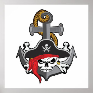 Pirate Skull Anchor Poster