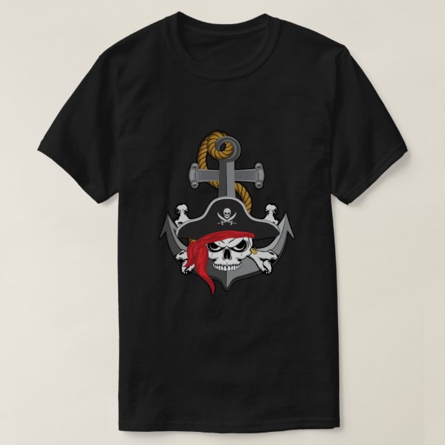 Pirate Skull Anchor T-Shirt (Design Front)