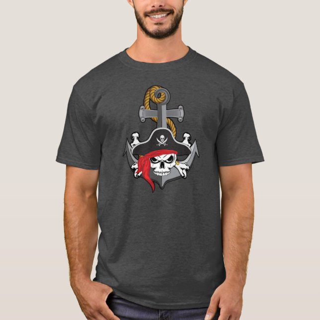Pirate Skull Anchor T-Shirt (Front)