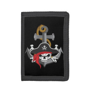 Pirate Skull Anchor Tri-fold Wallet