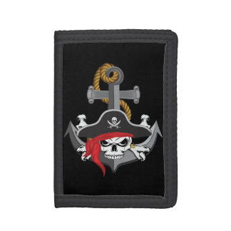Pirate Skull Anchor Trifold Wallet