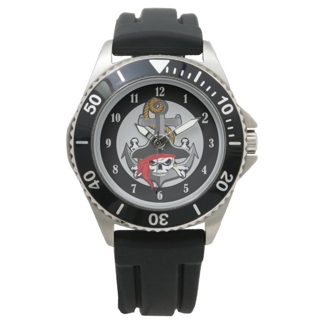 Pirate Skull Anchor Watch (Front)