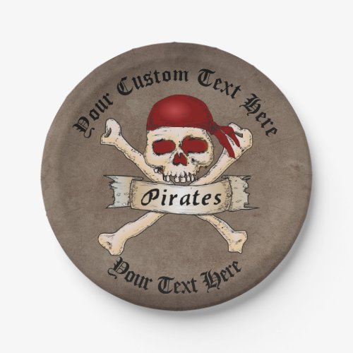 Pirate Skull and Bones Design 7 Paper Plates