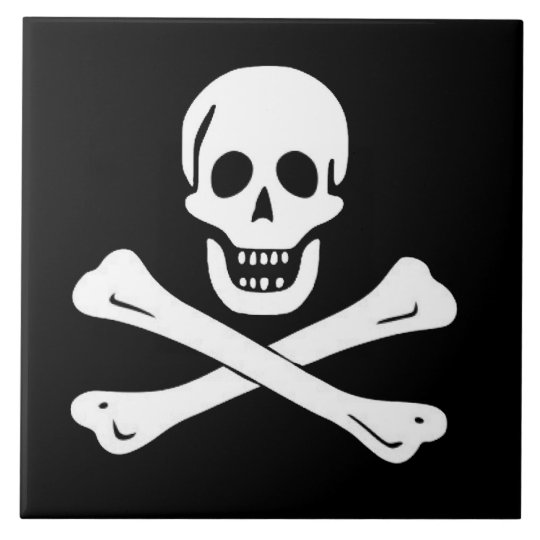 PIRATE SKULL AND BONES FLAG CERAMIC TILE | Zazzle.com