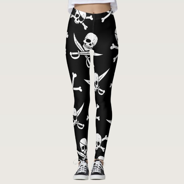 PIRATE SKULL AND BONES LEGGINGS (Front)