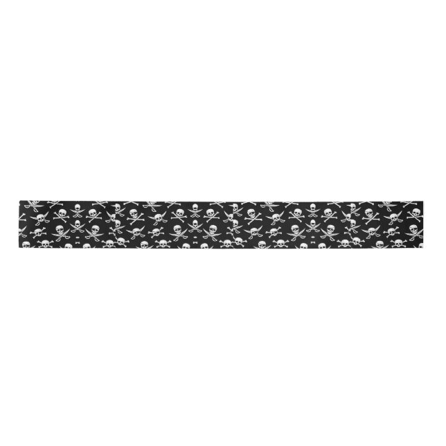 PIRATE SKULL AND BONES SATIN RIBBON (Front)
