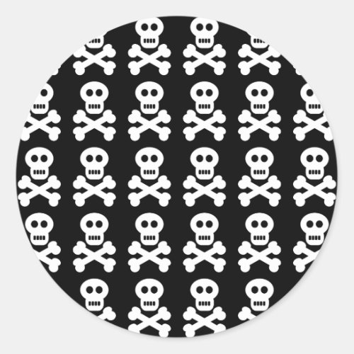 Pirate Skull and Cross Bones Classic Round Sticker