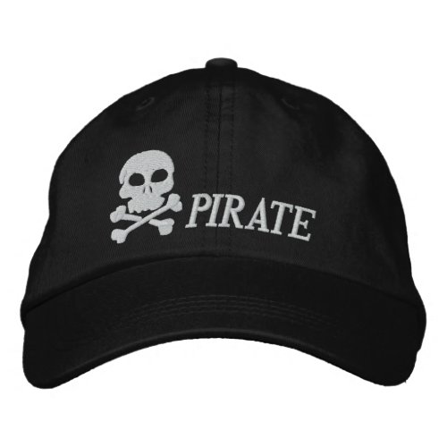 Pirate skull and cross bones embroidered baseball cap