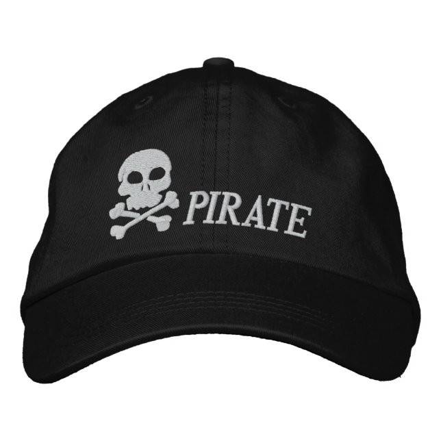Pirate skull and cross bones embroidered baseball cap (Front)