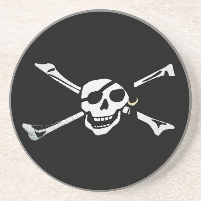 Pirate Skull and Cross Bones Sandstone Coaster (Front)