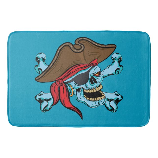 Pirate Skull and Crossbones Bathroom Mat (Front)