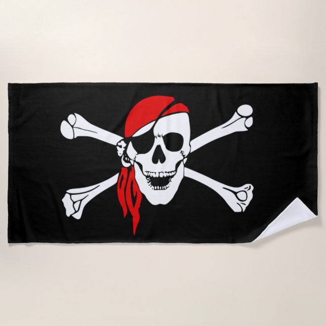 Pirate skull and crossbones beach towel (Front)