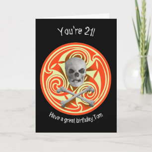 Pirate skull and crossbones birthday card