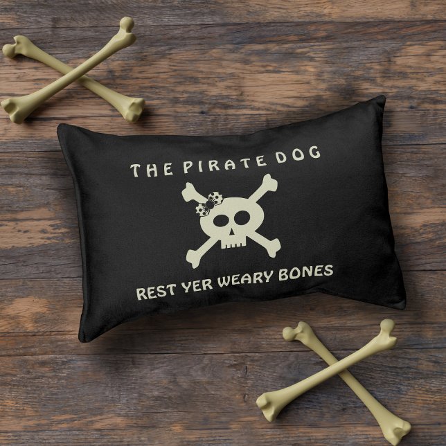 Pirate Skull and Crossbones Black Funny Dog Bed (Rest yer weary bones on this cute pirate pet bed. Just add your sea dog's name)