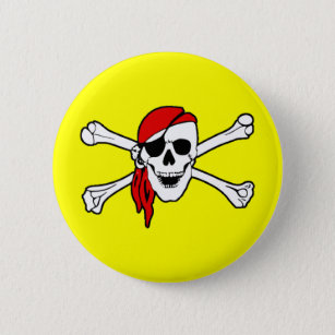 Pirate Skull and Crossbones Button