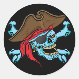 Pirate Skull and Crossbones Classic Round Sticker