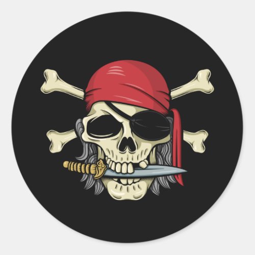 Pirate Skull and Crossbones Classic Round Sticker