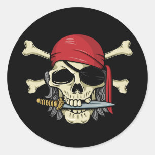 Pirate Skull and Crossbones Classic Round Sticker