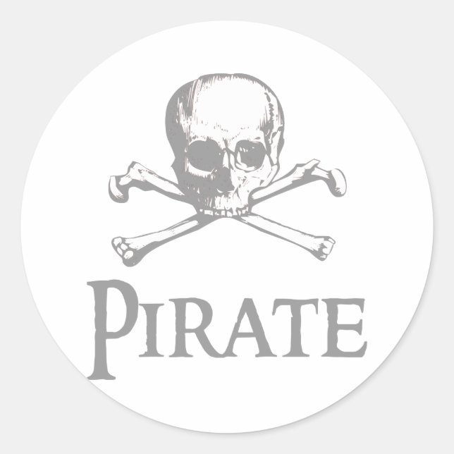 Pirate Skull and Crossbones Classic Round Sticker (Front)