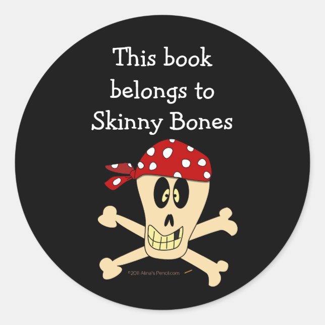 Pirate Skull and Crossbones Custom Bookplate (Front)