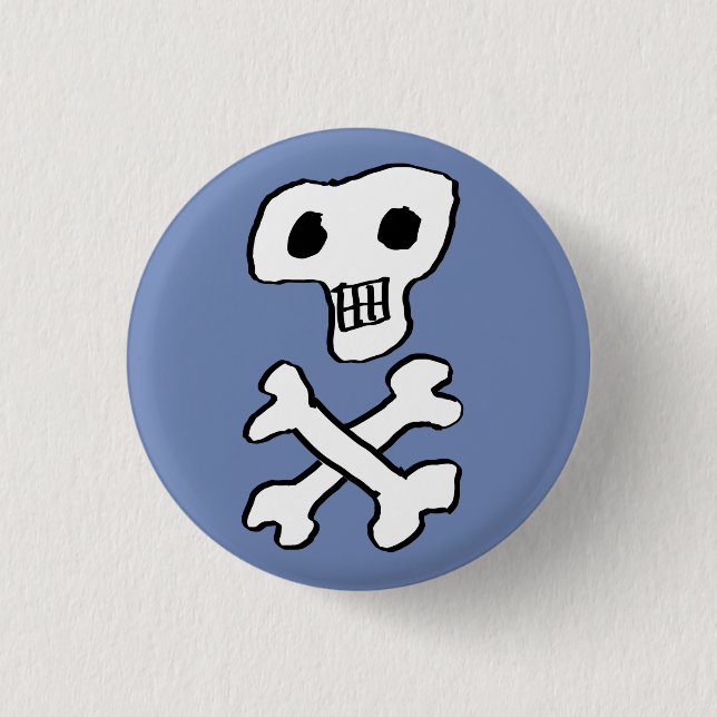 Pirate skull and crossbones design button (Front)