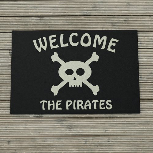 Pirate Skull and Crossbones Family Welcome  Doormat