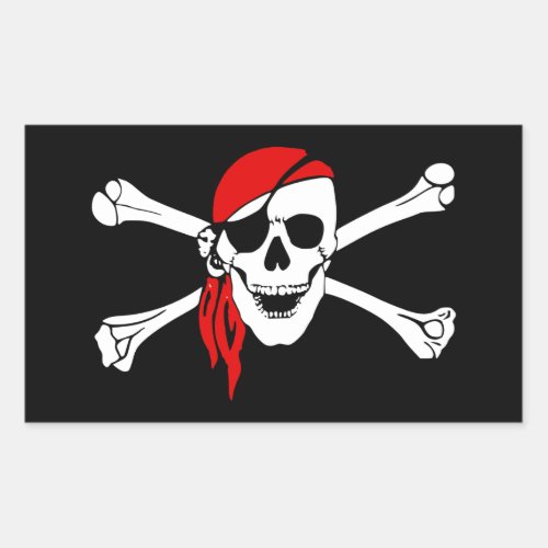 Pirate Skull and crossbones Flag Rectangular Sticker