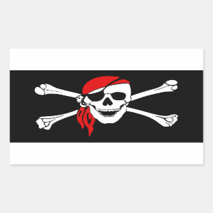 Pirate Skull and crossbones Flag Rectangular Sticker